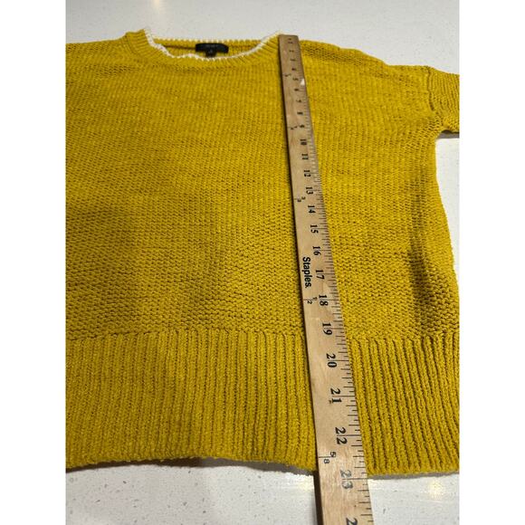 J Crew Women’s Sweater Pullover Mustard Yellow Tipped Beach Long sleeve Knit Med - Picture 8 of 9
